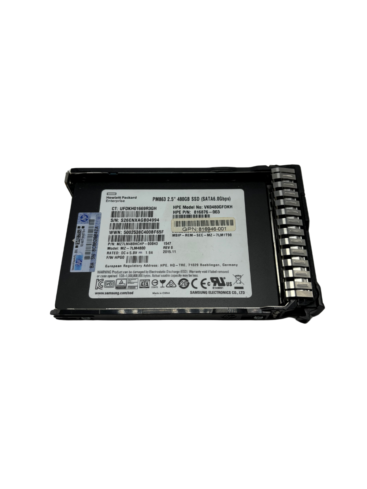 HPe 816899-B21 480GB SATA 6G RI SSD SC 2.5" SSD 816876-003 816946-001 ...