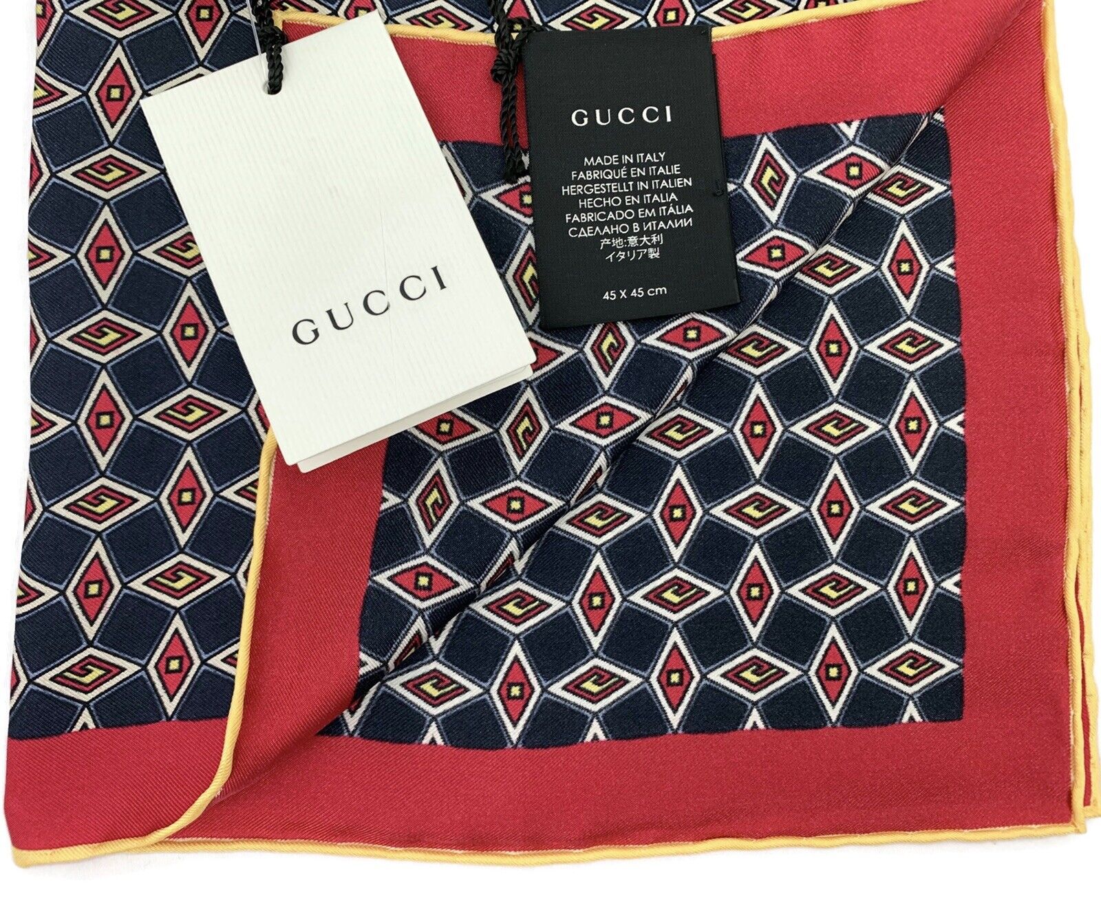 Gucci Silk Rhombus-Jacquard Pocket Square
