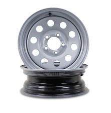 Libra 13x4.5 Trailer Wheels 5 Lug On 4.5 Bolt Pattern Silver Mod Set 2-17017