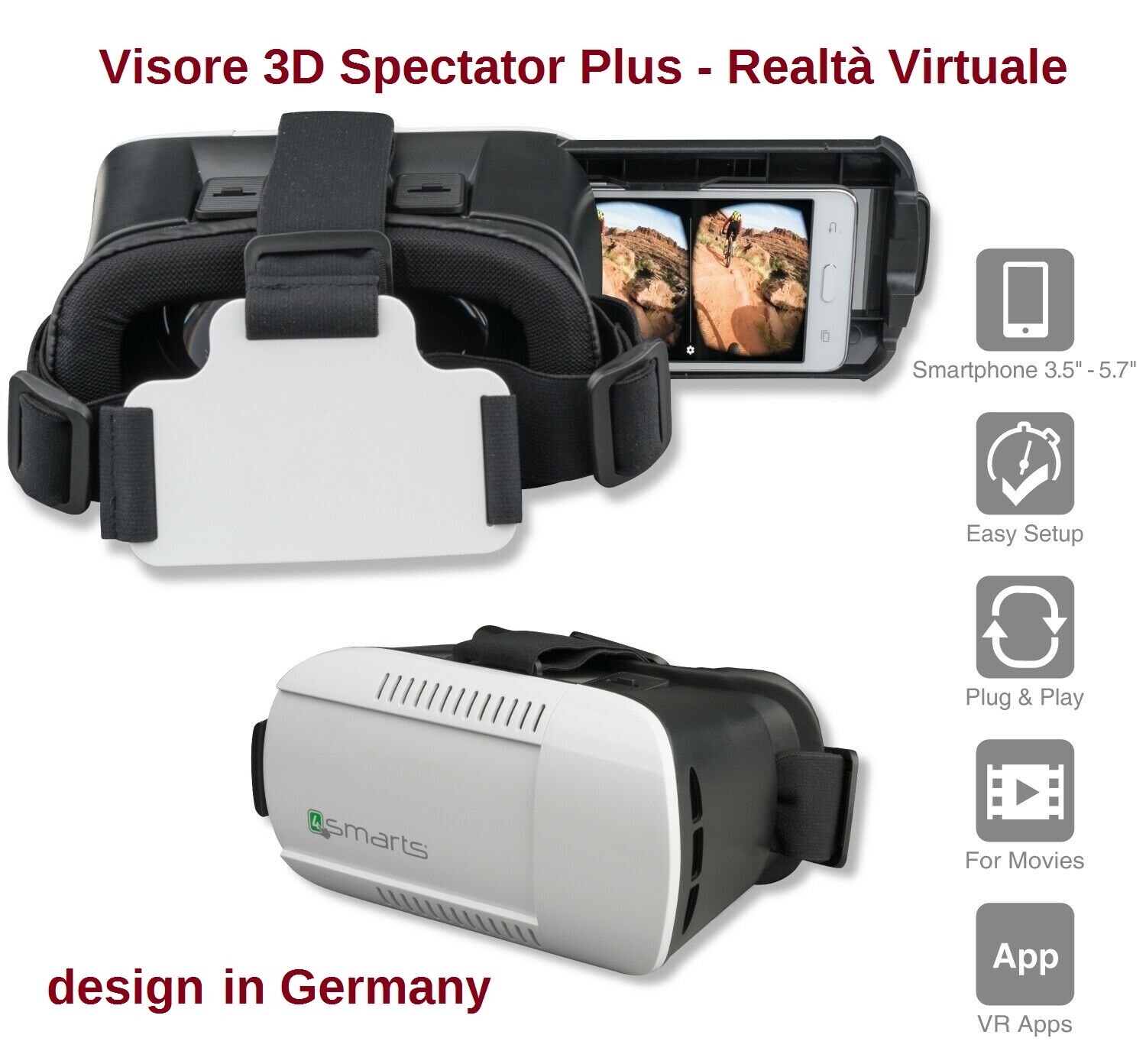Visore 3D per la realtà virtuale Spectator Plus  Smartphone universale - 4Smarts