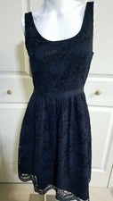 NEW BANANA REPUBLIC NAVY FLORAL LACE FIT & FLARE DRESS SIZE 2