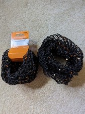 Halloween orange glitter black mesh ribbon 1-NWT, 1-NWOT
