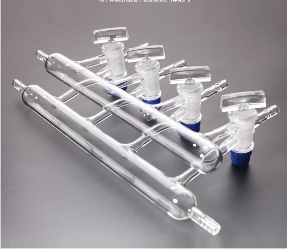 Schlenk line 4 open hose manifold vacuum gas distributor 3/4/5 ptfe glastopcock - Image 4 of 4