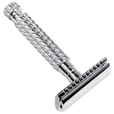 Parker 94R Heavyweight Safety Razor and 5 Double Edge Razor Blades - 3'' Handle