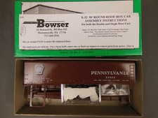 HO SCALE BOWSER PENNSYLVANIA 50' X-32 DOUBLE DOOR ROUND ROOF BOX CAR KIT