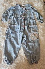 Vintage 90's Lightwash Girls Size 24M One Piece Denim Outfit Cottagecore