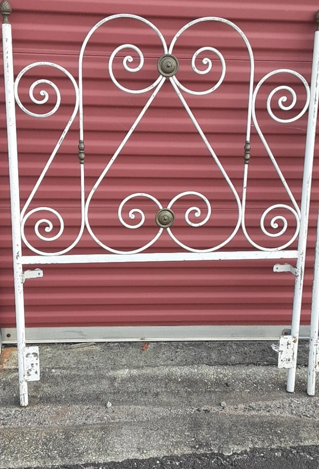 PR FRANCÉS COUNTRY HIERRO SHABBY CHIC CABECEROS DOBLES MEDALLÓN DE LATÓN/ACENTO FINAL Foto 2 de 4