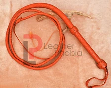 Genuine Cow Hide Leather Bull Whip Loud Cracking Bullwhip 06 feet long,12 plaits