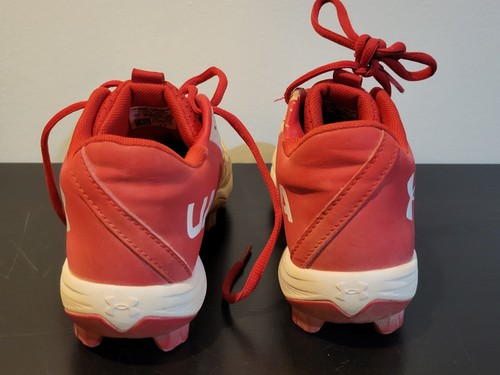 Under Armour UA Glyde 2 RM JR. Girls Softball Cleats, Size 3 (White Red) - Picture 3 of 6