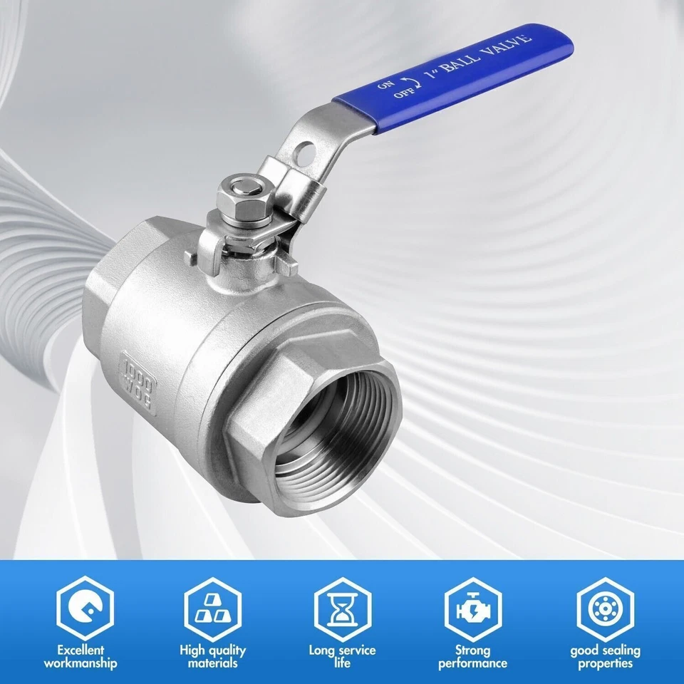 2P VAV 11/2" Ball Valve Full Port, 316 Stainless Steel,1000 WOG for Water,2 Pack - Image 4 of 4