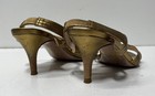 Elie Tahari Gold Metallic Strappy Slingback Kitten Heels Size 36.5 — photo 4