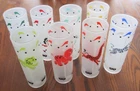 Mint Vintage MCM Libbey Set of 8 Frosted Circus Carousel Tall Glasses Glassware