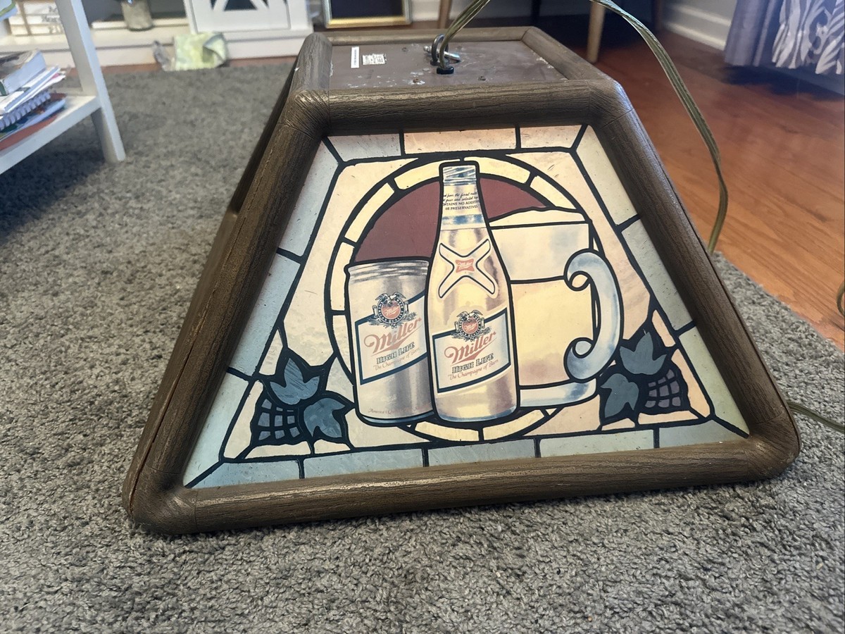 Miller High Life Beer Sign Light Hanging Lamp 1986 LADY ON MOON