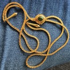 Vintage Sarah Coventry Lariat Necklace 1979  With Green Cabochon Goldtone Signed — photo 5