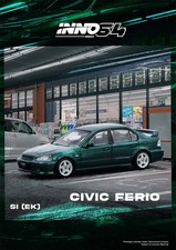 Inno 164 Civic Ferio Si Ek Green Diecast Model Car