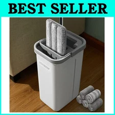 Self-Cleaning Flat Mop System with Microfiber Pads