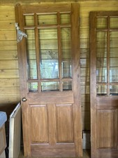 Oak Door Vintage Brass Handles Glass Panels