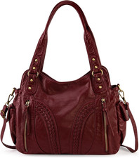 Washed Leather Hobo Bags for Women Roomy Handbags with Crossbody Strap
