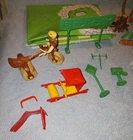 1962 Marx Toys Flintstones Playset Bedrock Mat and Landscape Accessories