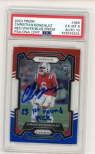 Christian Gonzalez signed autographed 2023 Prizm Red White & Blue PSA 6 & 10 aut
