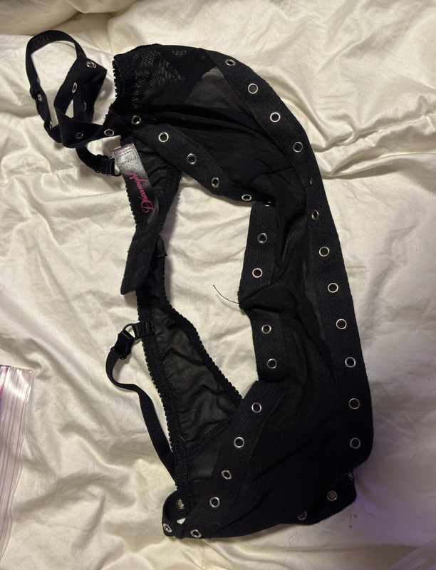 Dreamgirl Black Sheer Mesh Wireless Grommet Adjustable Bralette Bra S B Hook&Eye