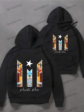 HOT-Unisex Puerto Rico Graphic Hoodie - Black with Vibrant Puerto Rican Flag  P
