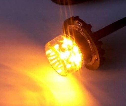 12v 24v Amber Headlight Tail Light Hide Away Strobe Flashing Lighting - 4 LEDs - Picture 8 of 8
