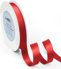 5/8 Inch X 50 Yards Double Faced Polyester Red Satin Ribbon, Perfect for Gift Wr