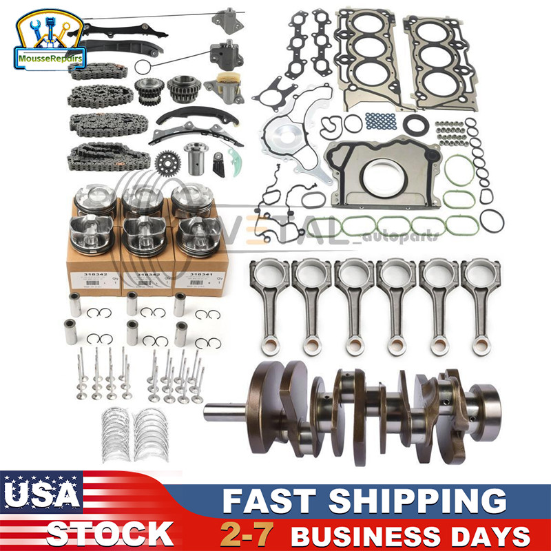 3.0TT V6 Engine Rebuild Piston Gasket Timing Kit w/ Crankshaft Rods For Maserati