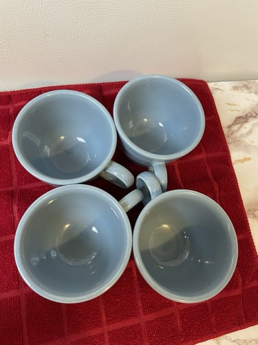 Fiesta Periwinkle Blue 4 oz Teacups Coffee Cups 80's Homer Laughlin Set of 4 - Picture 5 of 5