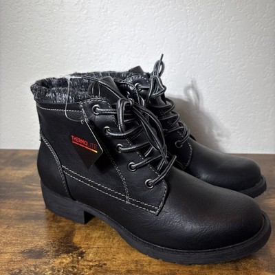 Tundra Lyla Womens Boots Size 8 Black Snow Winter Ankle Lace Up Faux Fur Lined