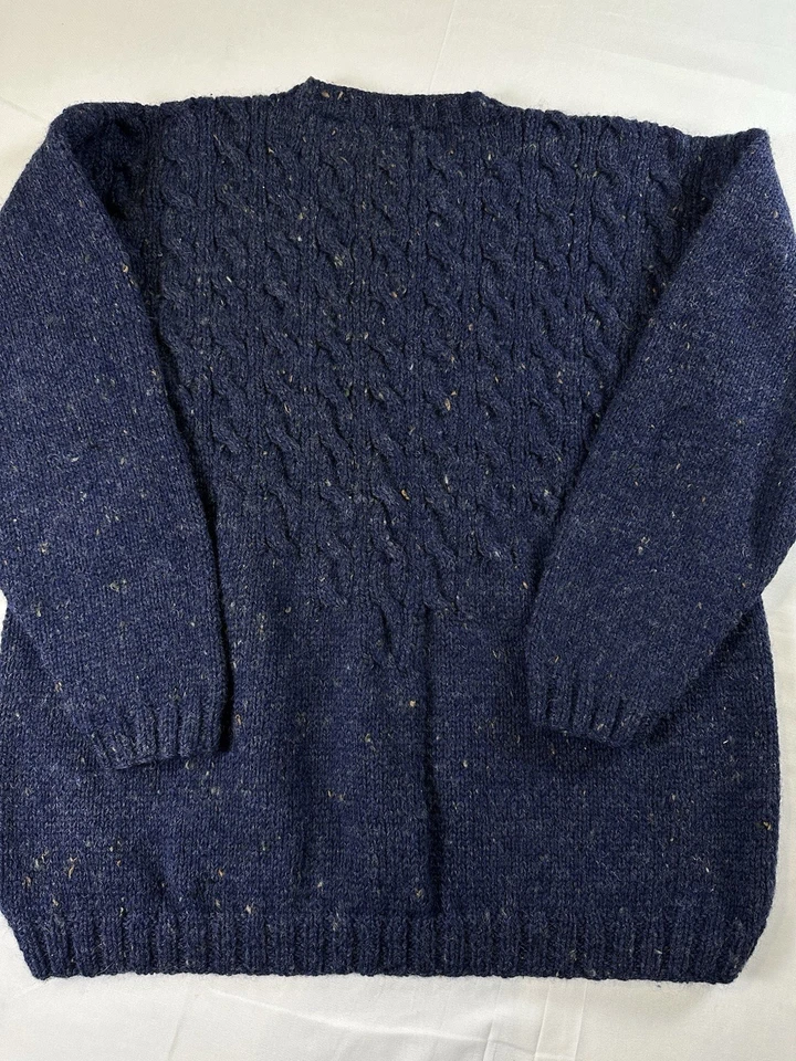 VTG Gap Chunky CableKnit Wool Sweater Men L Blue Grandpa Fisherman 90s Y2K Twill - Image 3 of 4