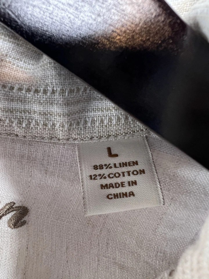 Camisa Caribeña Para Hombres Lino Algodón Manga Larga Con Botones Talla Grande Rayas Foto 3 de 4