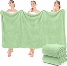 2 Pack Extra Large Bath Sheets Towel 40 X 80 Inch, Green