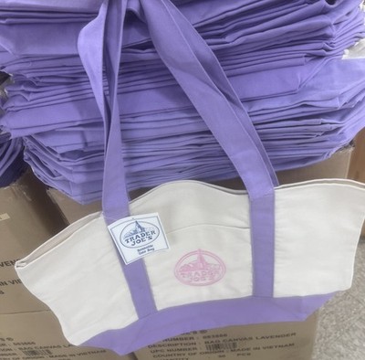 Large Trader Joe s Lavender Canvas Tote Bag  ***LIMITED*** SOLD OUT IN STORES