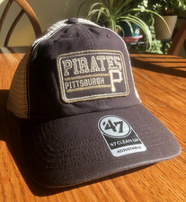 ’47 Brand Pittsburgh Pirates Hat Men’s Black Mesh Snapback Cap MLB Patch Logo