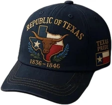 Texas Republic Vintage Baseball Cap Embroidered Cap for Traditional Enthusiasts