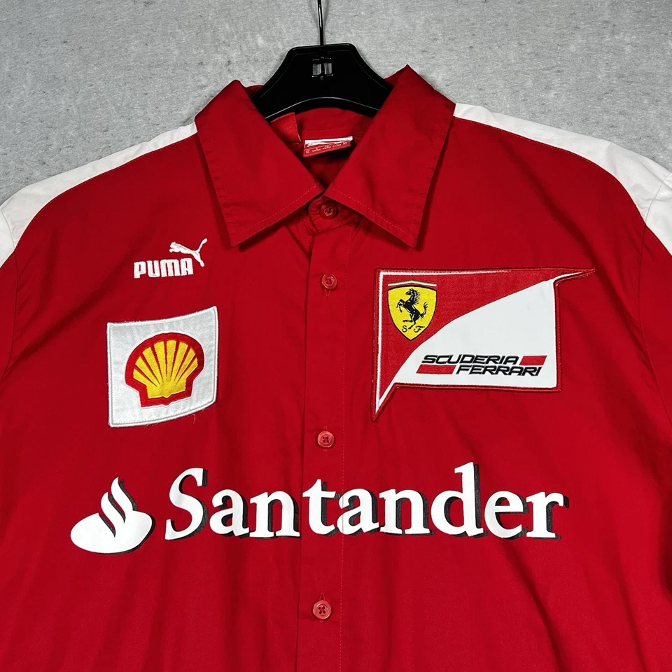 Puma Scuderia Ferrari F1 Team Crew Pit Shirt Button Up Men’s XL Red Formula One - Image 2 of 4