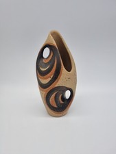 A Slip Cast Studio Pottery Biomorphic Hand Painted Vase.