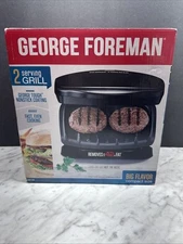 NEW - George Foreman 2-Serving Nonstick Indoor Grill & Panini Press - GR10B