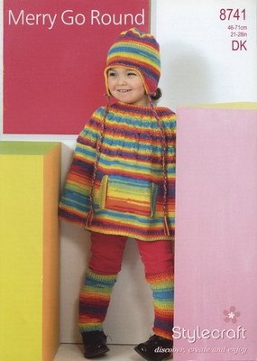 Original Stylecraft Strickanleitung 8741 - Kinder Cape, Stulpen und Helm