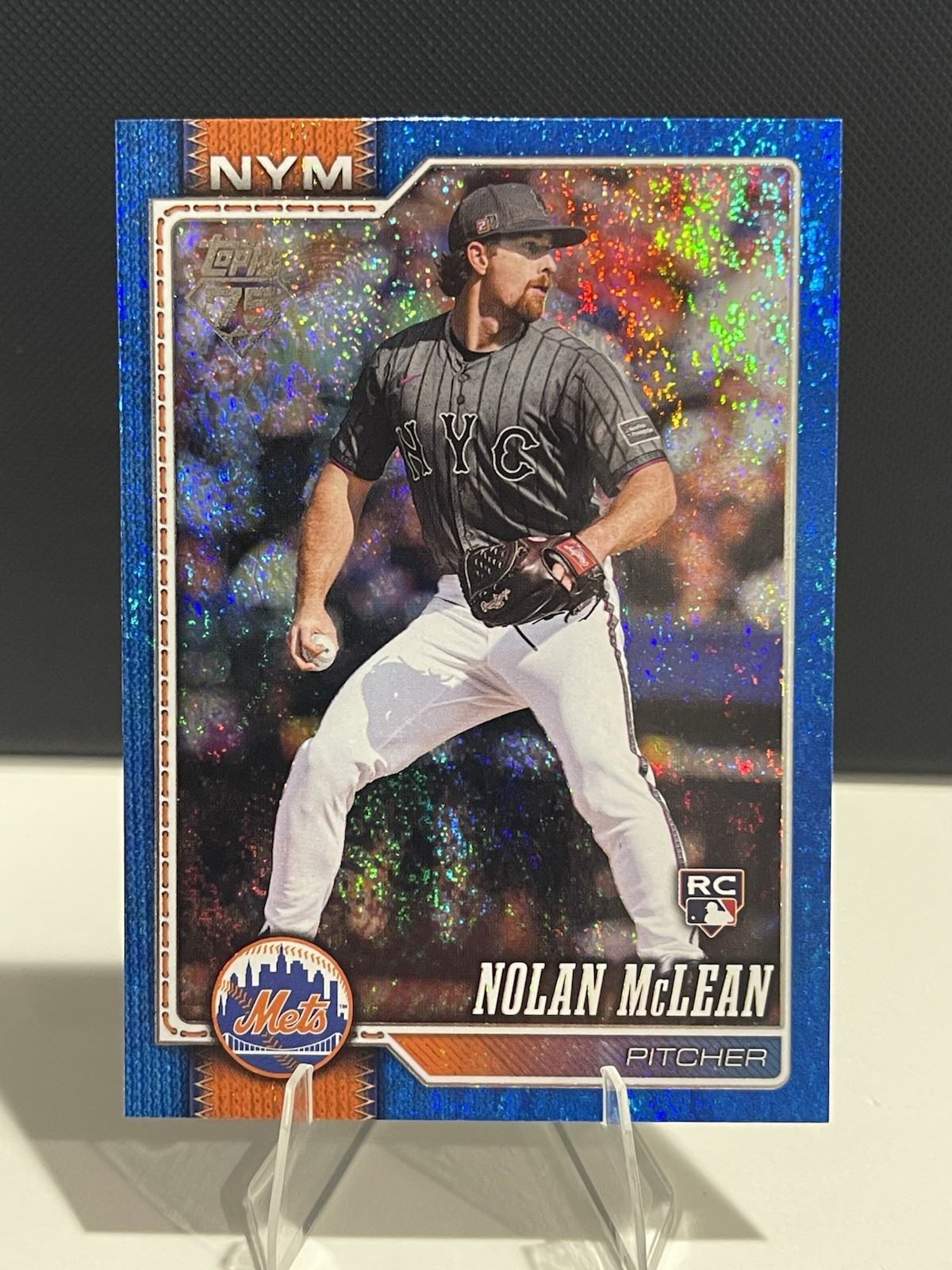 2026 Topps Series 1 Nolan McLean RC Blue Holo Foil #214 New York Mets 145/150