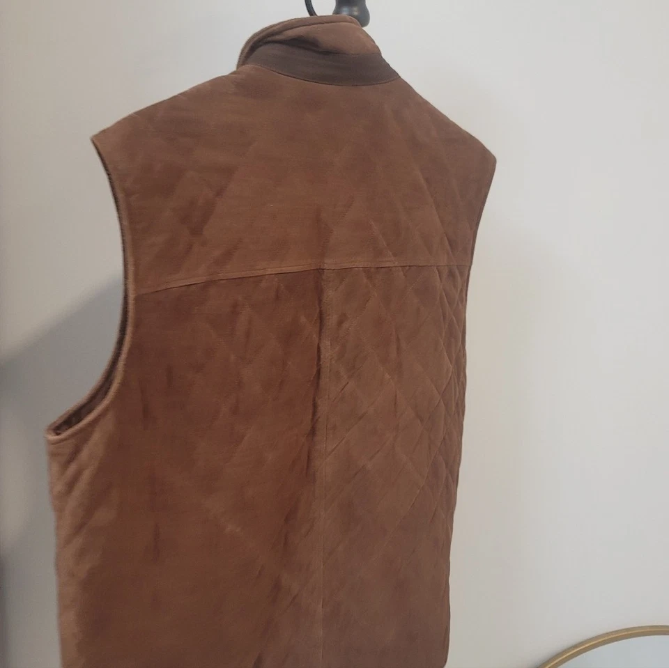 Chaleco Oso Dorado Diamante Acolchado Gamuza Brandy Tweed XL Foto 4 de 4