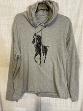 Polo Ralph Lauren Mens Double Knit Big Pony Graphic Logo Grey Hoodie Large