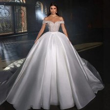 Off The Shoulder Beading Bride Dresses Elegant Ball Gowns Wedding Gowns