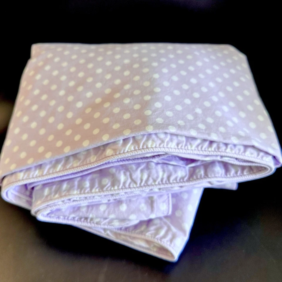 Funda nórdica Pottery Barn Kids doble algodón orgánico blanco púrpura blanco lunares Foto 3 de 4