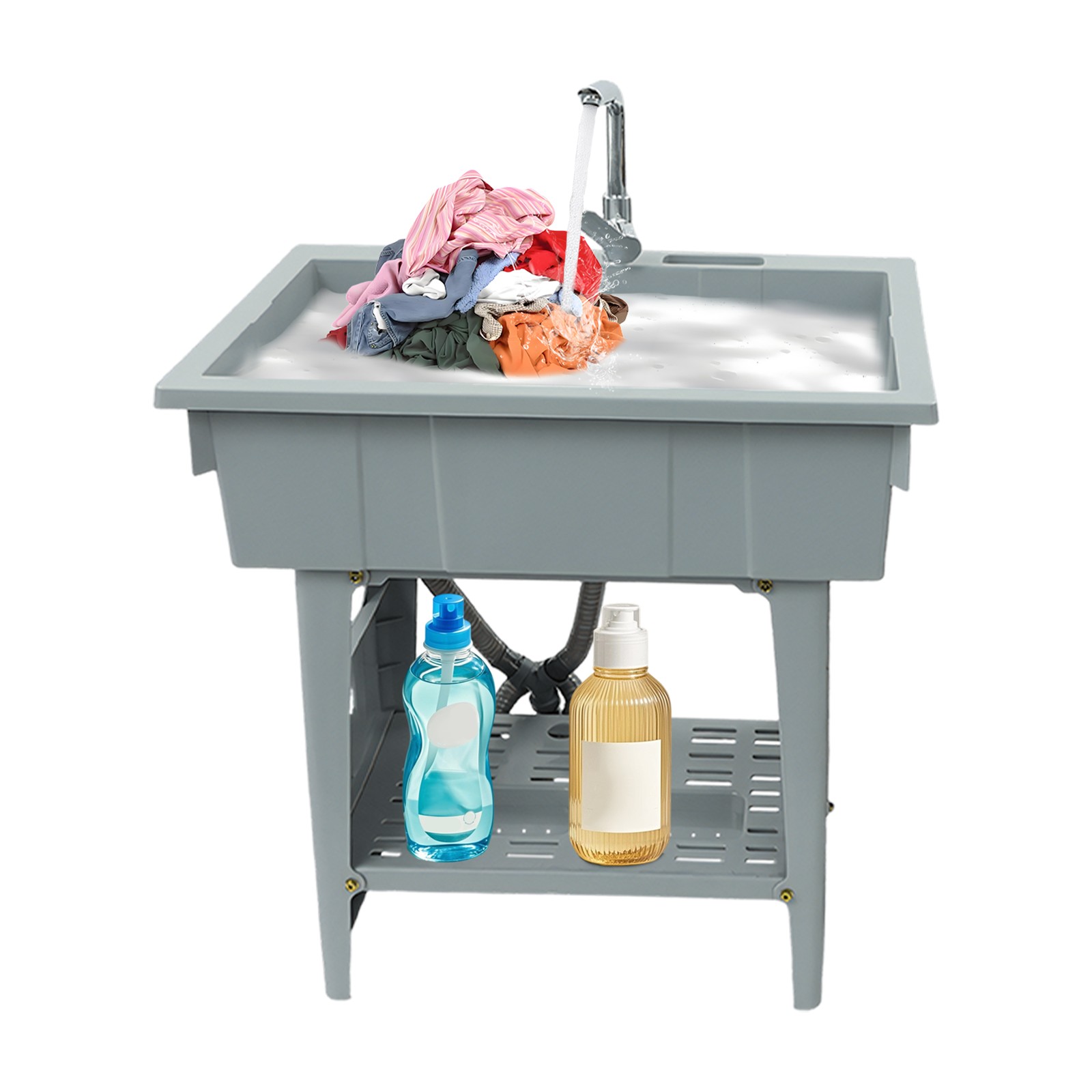 Freestanding Utility Sink Laundry Tub W/Washboard and Faucet for Washing Room
