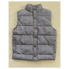 Janie and Jack Plaid Puffer Vest Kids Size 5 6 Gray Quilted Snap Front