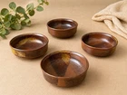 Iron Mountain “Roan Mountain” Cereal Bowls set of 4 Brown Drip Glaze Stoneware