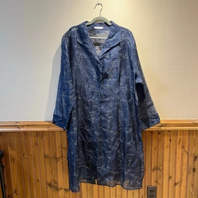 Plumero Ulla Popken Azul Marino Transparente Bordado Femenino Hada 26-28 Boho Informal - Imagen 1 de 4